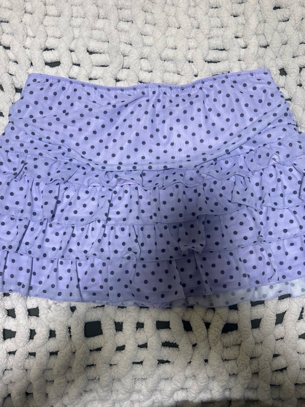 Amazon Lavender Polka Dot Ruffle Mini Skirt